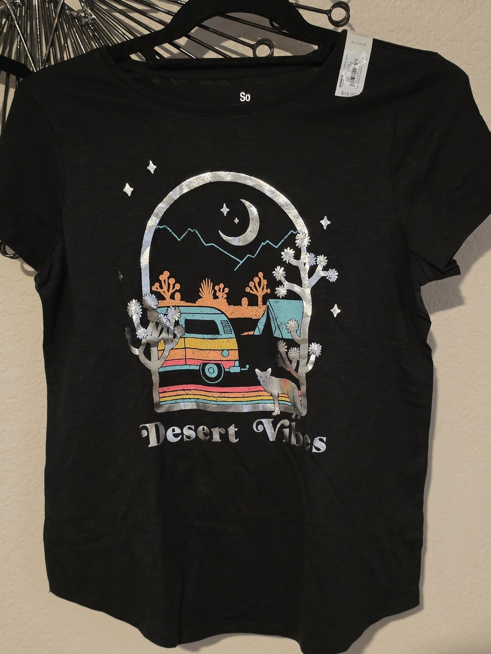 SO Black 'Desert Vibes' VW BUS Graphic Tee with Holographic Accents